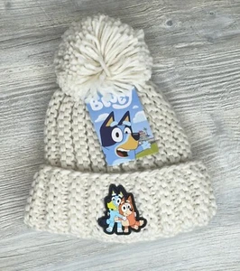 Nuevo Gorro Gorro Azul Logo Niño Pequeño OSFM Crema Pom Tejido Puños Invierno Nuevo con Etiquetas - Imagen 1 de 4