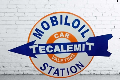 Tecalemit Mobiloil Pure Porcelain Enamel Sign Size 36 x 24 Iinches Double Side - Image 1 of 2