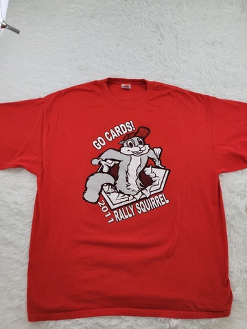 St Louis Cardinals RALLY SQUIRREL Size 2XL Red T-Shirt Gildan STL Cover