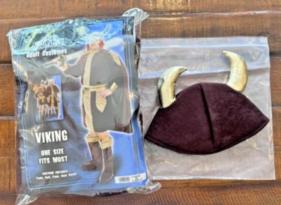 Men's Viking Costume Tunic Cape Belt Boot Covers + Hat Adult OS Hidden Illusions - Image 1 of 3