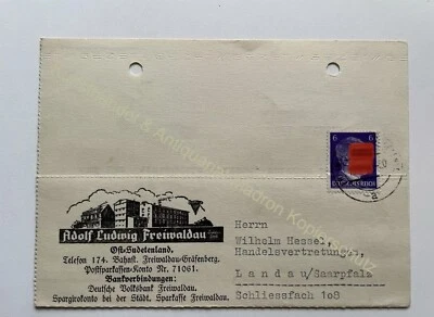 Postkarte Reklame 1942 Freiwaldau Ost Sudetenland Olmütz Fabrik Handel Tee - Bild 1 von 2