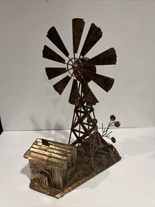 Vintage Tin Musical Box Windmill Carousel - Brass Copper Metal - Picture 1 of 11