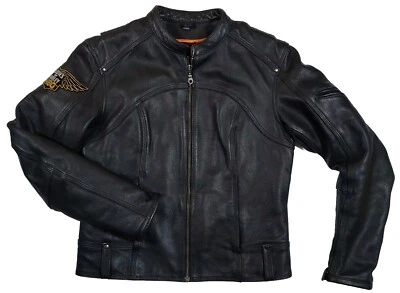 FIRST CLASSICS Womens Medium Motorcycle Patches Jacket Zip-Out Liner Long Sleeve - Image 1 of 4