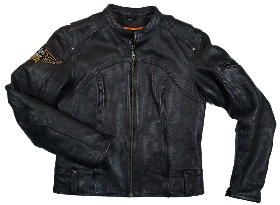 FIRST CLASSICS Womens Medium Motorcycle Patches Jacket Zip-Out Liner Long Sleeve - Image 1 of 4