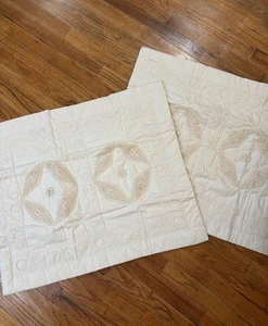 Nuevo 2 fundas de almohada Shabby Chic algodón detalles de ganchillo crudo se adapta a almohada estándar - Imagen 1 de 8