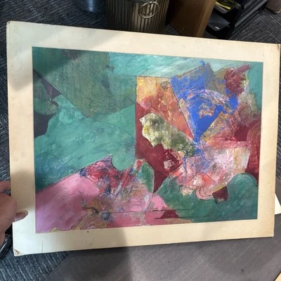 ORIGINAL ABSTRACT PAINTING MID-CENTURY MODERN MCM WALL ART SIGNED ~ B. Fry - Image 1 of 4