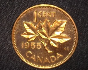 CANADA 1955 WSF CENT KM49 BRILLIANT UNCIRCULATED PROOF-LIKE RED ~D31 - Picture 1 of 2