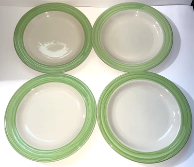 Gibson Everyday China borde verde lima o menta 10 1/2” platos de cena lote de 4 BONITOS Foto 1 de 4