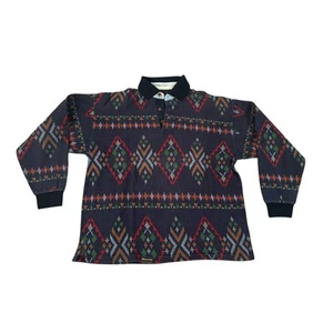 Camisa polo de rugby vintage Johnny Lambs geométrica azteca para hombre talla 54 XL L/S de colección - Imagen 1 de 8