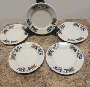 Set of (5) Dessert/Salad/Bread Plates Shenango China Floral Leaf Design 6" - Picture 1 of 7