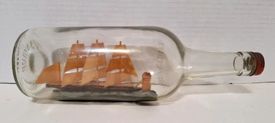 Antique Vintage Tall Ship in a Glass Bottle - Maritime Folk Art Embossed "1874" - Image 1 of 4