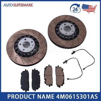 Juego Pastillas Freno Delanteras con Sensores y Rotores de Disco para 17-21 A6 A8 Q7 Q8 375mm Foto 1 de 4