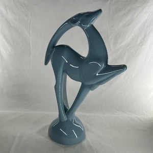Vintage Royal Haeger Gazelle Statue Art Deco #6043 Figurine Ceramic Glossy Blue - Picture 1 of 14