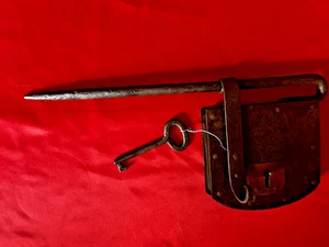 Hand Forged Antique 19" Sliding Hasp Gate Lock Iron Bar Style - Picture 1 of 3