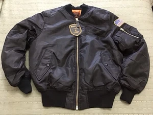 New Burk’s Bay BRAVO Series NRA LIFE MEMBER Nylon Flight Jacket, LARGE, BLACK - Picture 1 of 7