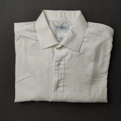 Camisa Brooks Brothers Para Hombre 17.5 34 Blanco Vestido Manga Larga Botón Delantero Algodón Foto 1 de 4