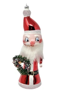 Vintage mundgeblasenes Glas SANTA blaue Augen Bart Weihnachtsschmuck de Carlini ? Italien - Bild 1 von 10