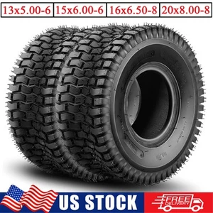 Set of 2 13x5.00-6/15x6.00-6/16x6.50-8/20x8.00-8 Lawn Mower Tires 4Ply Tubeless - Picture 1 of 10