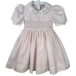Vestido Sarah Louise England Calado a Mano Niñas Talla 2 Años Rosa Pétalo Fiesta - Imagen 1 de 11