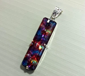 EGL Certified 67.30 Ct Natural Ammolite 925 Solid Silver Pendant Loose Gemstone - Picture 1 of 6