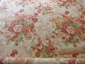 BY YD LEE JOFA TEWKESBURY CHINTZ fr UK PEACH PINK RED ROSES ON BISCUIT RPUSD165Y - Picture 1 of 11
