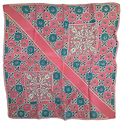 FANTASTIC Vintage Retro Scarf Lot Pink Blue 60s 70s Silk Blend Japan Polyester - Image 1 of 4