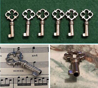 6x Small Fancy Bow Key Uncut Iron Blanks For Antique Vintage Cabinet Boxes Locks • 15.83$