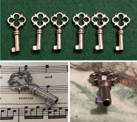 6x Small Fancy Bow Key Uncut Blanks Antique Vintage Cabinet Jewellery Box Lock Cover