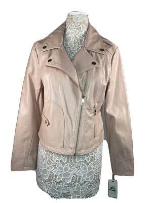 Chaqueta de motociclista GUESS de cuero sintético para mujer talla L color rosa pálido (rubor) Foto 1 de 4