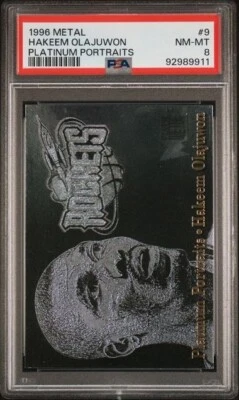 1996 Metal HAKEEM OLAJUWON Tough PLATINUM PORTRAITS Insert 9 Pop 7 Graded PSA 8 - image 1 of 2
