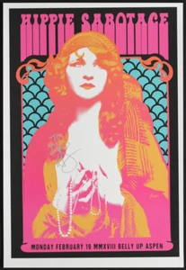 Póster Scrojo autografiado de sabotaje hippie Belly Up Aspen 2/19/2018 firmado a mano - Imagen 1 de 1