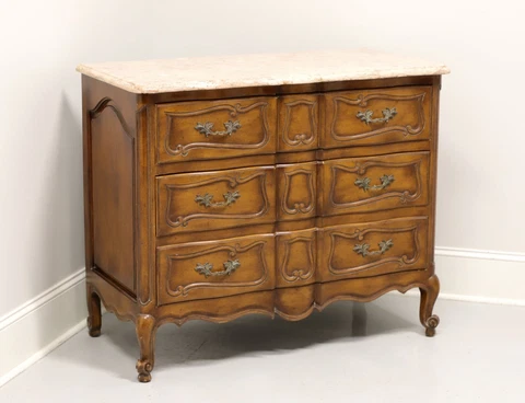 Vintage French Country Style Bachelor Chest with Marble Top - A Cover