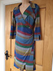 ONJENU London size 12 dress Kelly style - stripe chevron multi crossover wrap