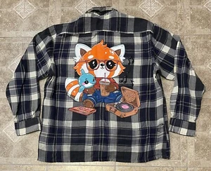 GuzFurbished TOPAZ THE RED PANDA Distressed Button Down Shirt Size Large - Picture 1 of 10