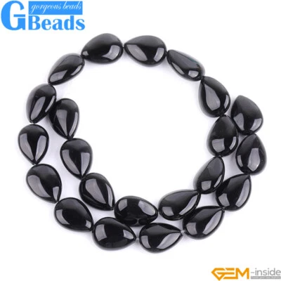 Cuentas de lágrima de ágata de ónix negro natural para hacer joyas envío gratuito 15" Foto 1 de 4