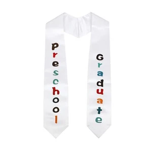 Unisex Kindergarten Preschool Graduation Stole Sash for Kids White with Color... - Picture 1 of 3