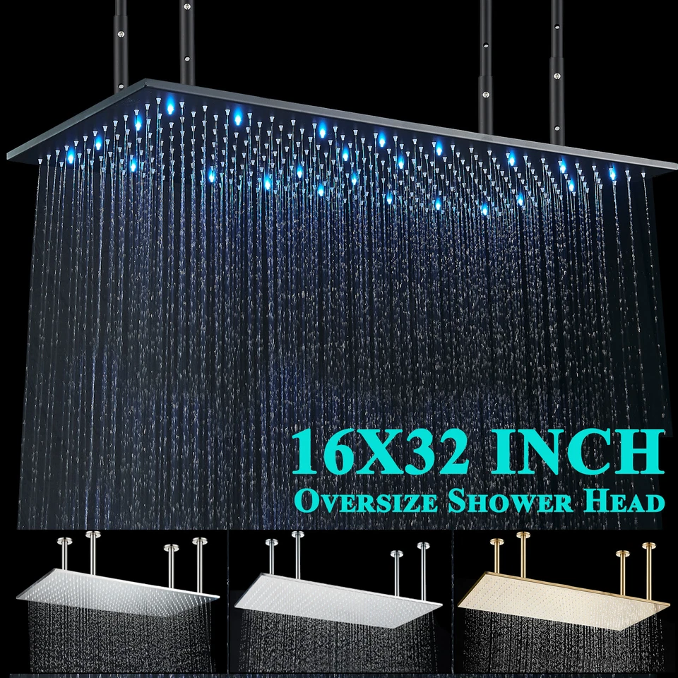 Luxury Rainfall 16x32 inch Shower Head High Pressure Large Overhead Top Sprayer - Image 1 of 1