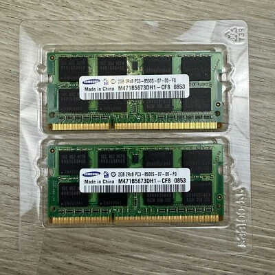 SAMSUNG 4GB Kit (2x2 GB) 2Rx8 DDR3 PC3-8500S-07-00-F0 RAM MEMORY - Image 1 of 2