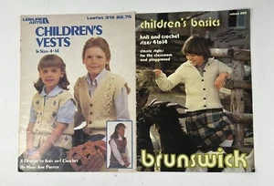Leisure Arts & Brunswick Knit Crochet Children Clothes Pattern Booklets Lot of 2 - Picture 1 of 2
