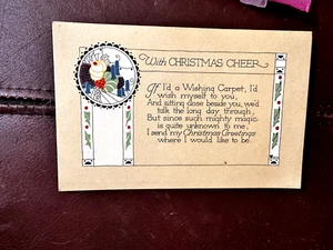 With Christmas Cheer Ackward Poem pm 1925 Wishing Carpet Postcard - Picture 1 of 2