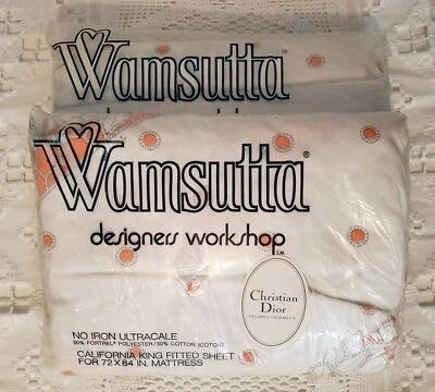 Wamsutta Dior Ultracale King Flat And Cal King Fitted Sheets 1980s NOS New! - Image 1 of 4