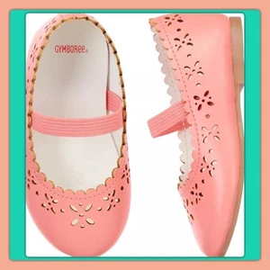 NWT Toddler 5 Gymboree “SNOWFLAKE GLAMOUR” PEACHY PINK Ballet Style DRESS SHOES - Picture 1 of 2