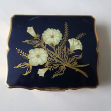 Stratton Musical Compact Blue Floral Enamel