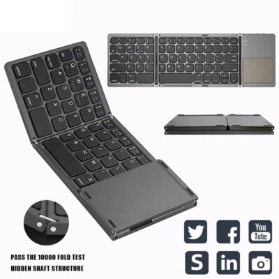 Mini Foldable Wireless Bluetooth Keyboard with Touchpad for PC Smartphone Table - Image 1 of 4