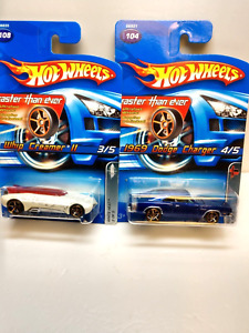 2005 Hot Wheels Faster Than Ever Lot if 2 - 69 Dodge Charger & Whip Creamer ii