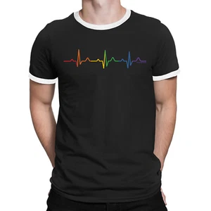 Camiseta Gay Pulse Para Hombre ORGÁNICA Algodón con Colores de Orgullo Divertida LGBT Lesbiana Regalo - Imagen 1 de 3