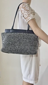 The Sak Elliot Luca, Black Leather Woven Knit Purse, Shoulder Bag - Picture 1 of 1