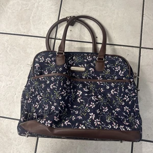 Chaps BLUE Multicolor Floral Tote Shoulder Bag Purse OVER SIZED CARRY ON BAG - Picture 1 of 8