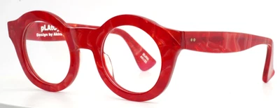 Óculos redondo feminino pLAtOy Ishiwatari tEA queima mármore vermelho 44-25-145 B:42 A - Imagem 1 de 4