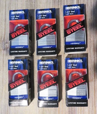 Brinks 44mm / 1-3/4" High Security Steel Laminated Padlocks Set of 6 Keyed Alike - Image 1 of 3